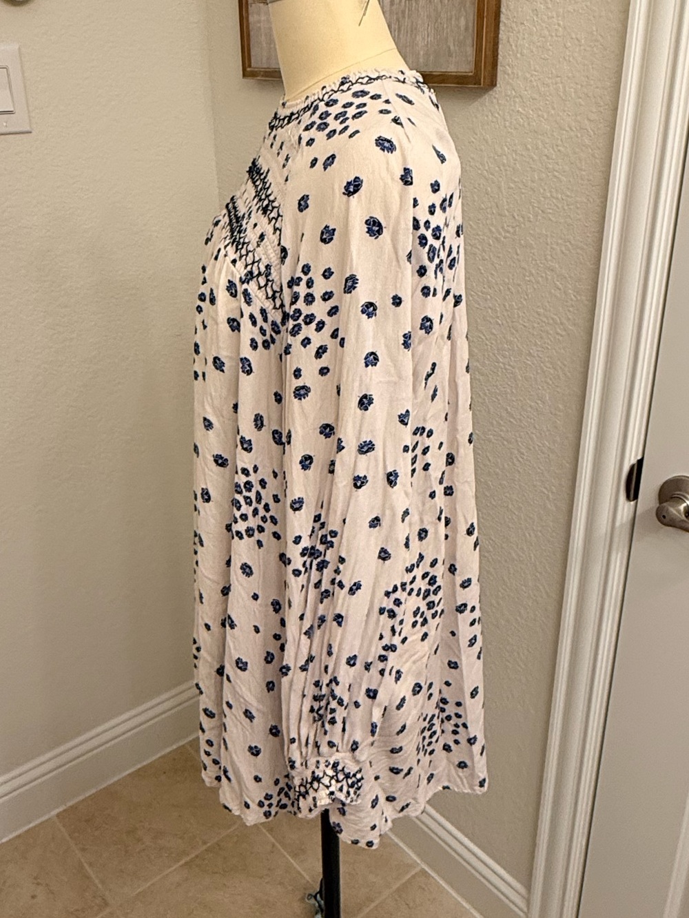 Free People Smocked tunic mini dress oversized sz XL - Picture 5 of 10